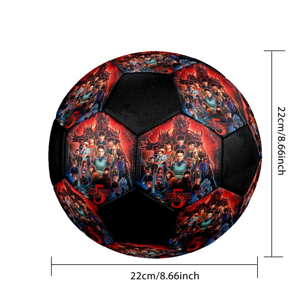 stranger things Indoor Soccer Ball Colorful Machine Stitched PVC Size 5 Team Training Competition Ready Durable High-Bounce Cool Sports Gift