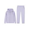 Training Series Solid Color Zip Hooded Fleece Jacket And Mid-Waist Long Pants Casual Set Women Sets Purple-Smoke 962337201-2