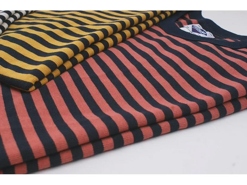 Летняя полосатая мужская футболка цвета хаки и морской волны OKONKWO