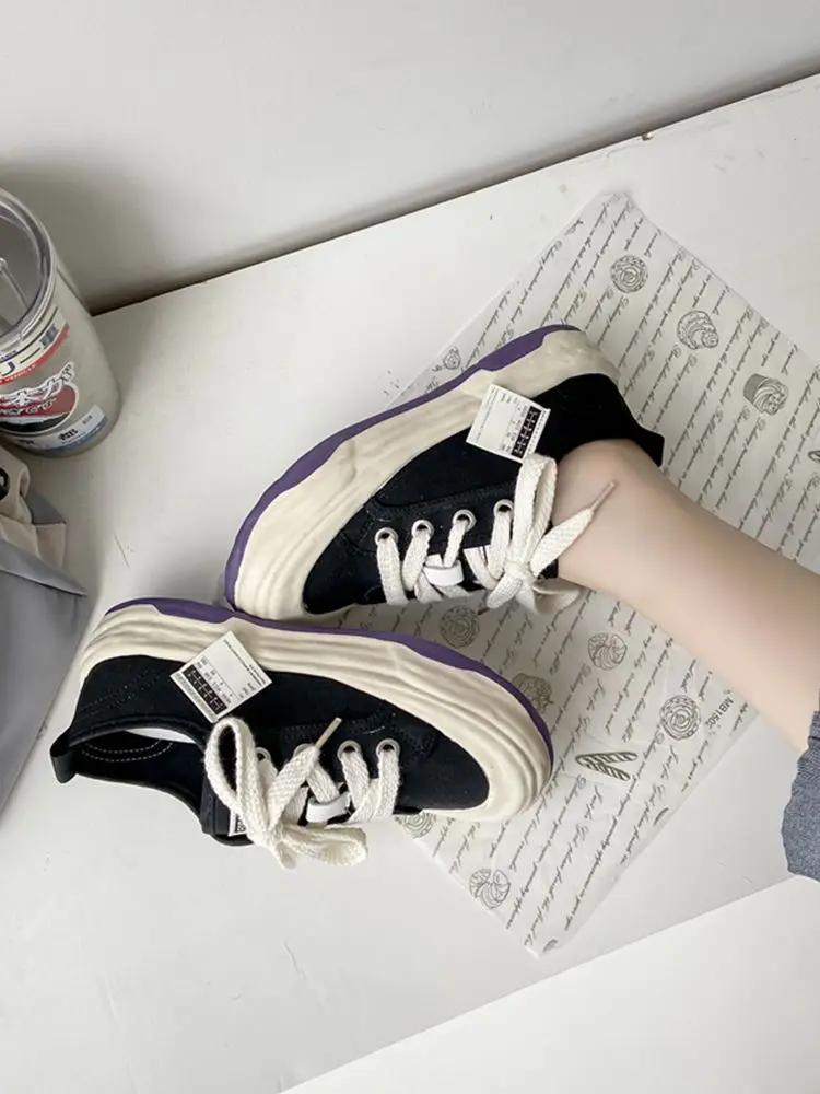 Холщовые плоские черные женские туфли с белыми шнурками, с акционной ценой, горячие повседневные городские туфли, новое поступление 2024 года, корейские