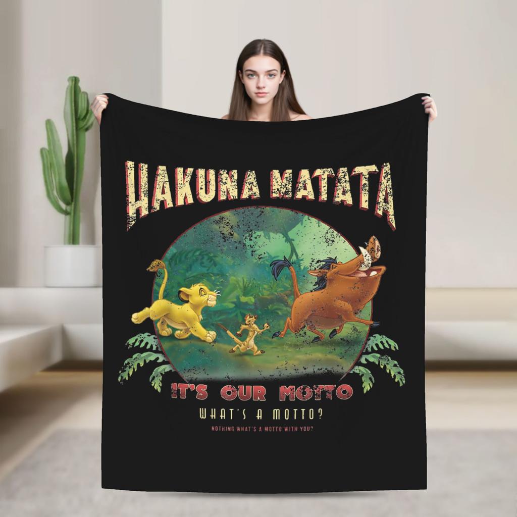 Пледы Король Лев Вельветовые Весенние Девиз Hakuna Matata Симба Тимон Пумба Теплый Плед для Дома Спальни Плюшевое Тонкое Одеяло
