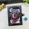 Handmade Witch Hidden Key Journal Gothic Vintage Sun Moon Design Witch Notebook with Lock And Key for Spell Book
