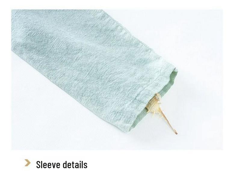 Женская рубашка ретро из хлопка и льна с длинным рукавом - воротник-стойка, косой лацкан, на пуговицах, свободного кроя для весны, лета и осени