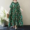 DIMANAF 2024 Платье больших размеров Новое летнее базовое свободное женское винтажное платье с круглым вырезом и коротким рукавом большого размера для пляжа Длинное платье