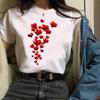 Fashion Cute Dandelion Heart Graphic Women T-Shirt 90S Harajuku Summer Shirts Short Sleeve Loose White Blouse O-Neck Female Tops