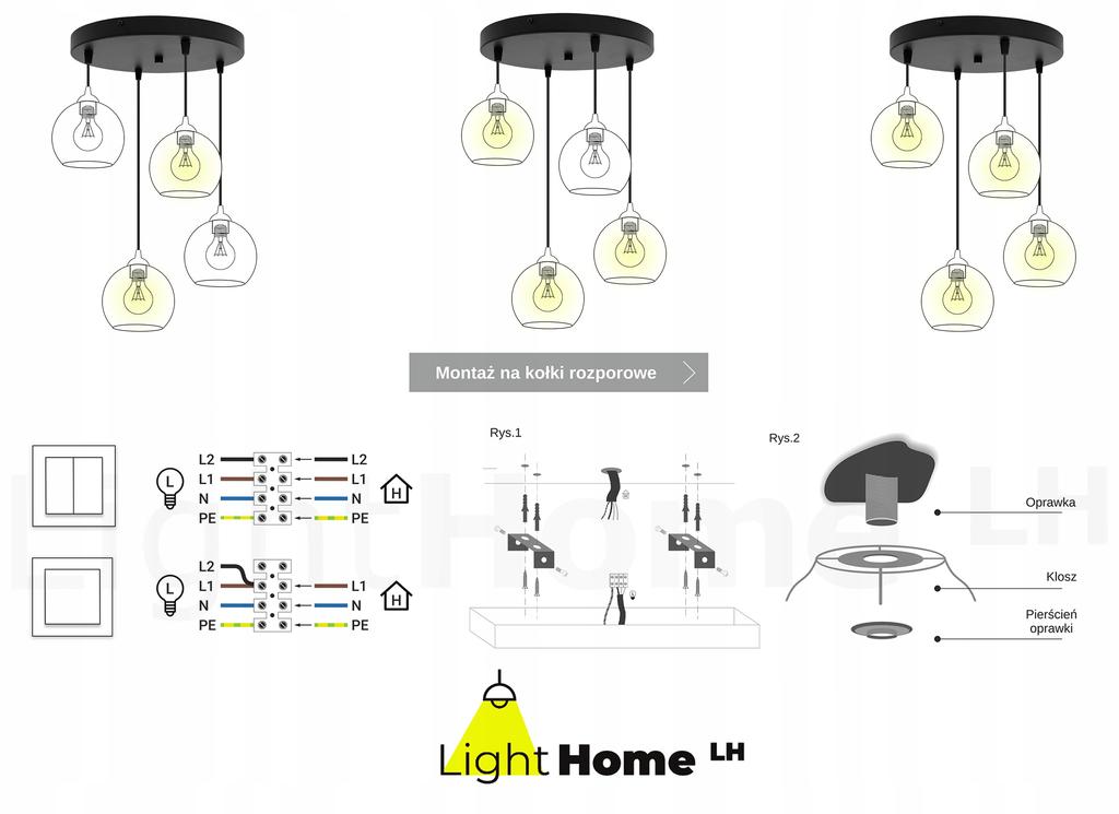 Hanging Lamp, Ceiling Chandelier, Wire Shade, Led