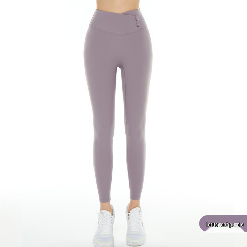 Бежевые леггинсы для йоги из лайкры с высокой талией – Без видимых швов, Подтягивающие ягодицы, Облегающий крой для бега и тренировок