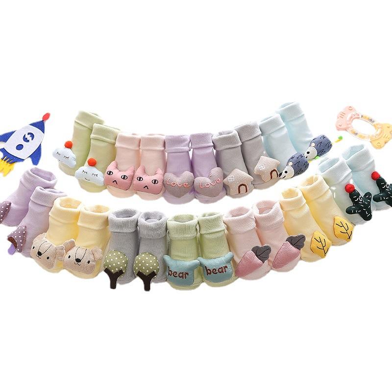 Новые весенне-летние носки с 3D куклами с героями мультфильмов, резиновые Нескользящие носки-тапочки для новорожденных, хлопковые носки для маленьких мальчиков и девочек