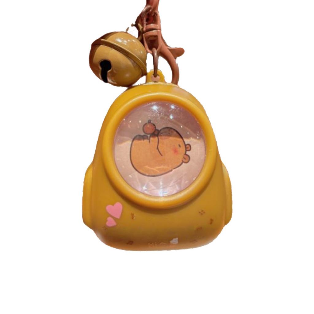 Luminous Capybaras Keychain Portable Cartoon Space Capsule Pendant For Backpack Stylish Animal Night Light Keyring