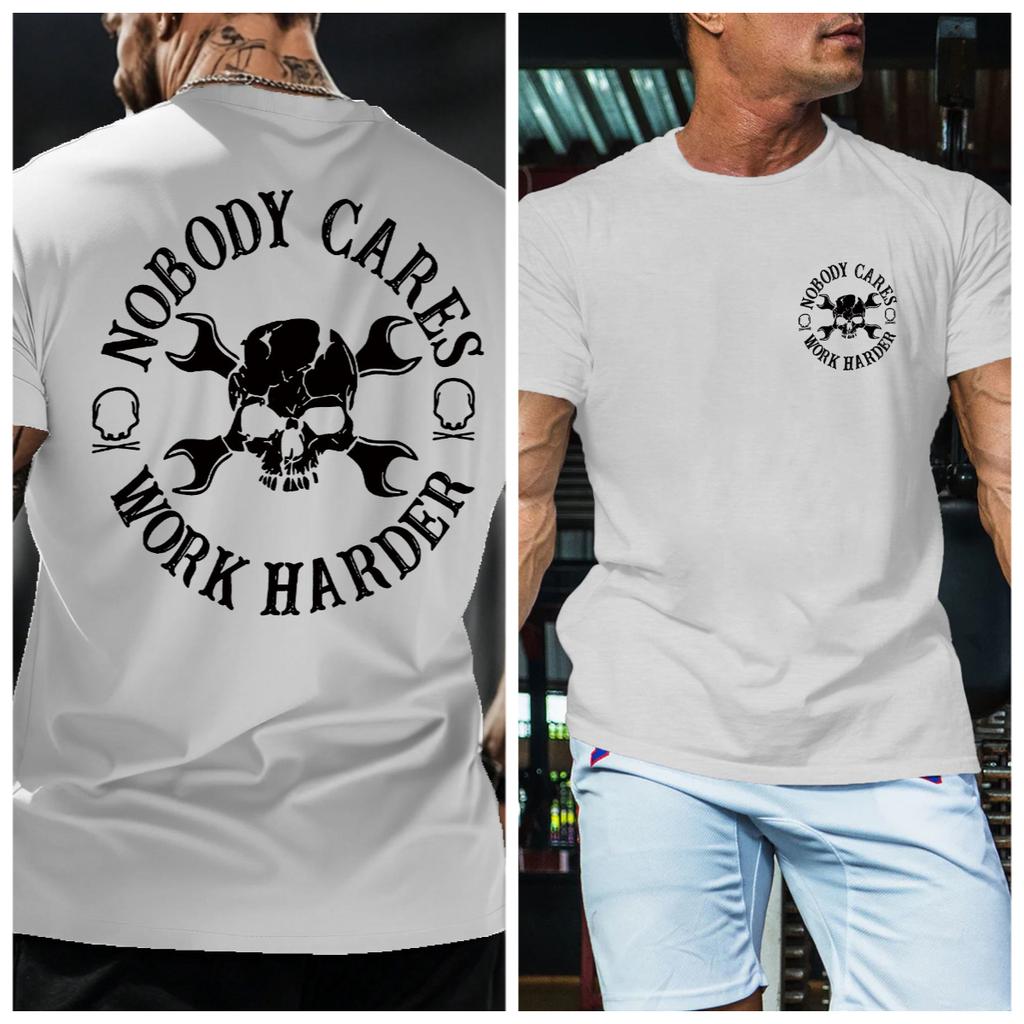 2026 New Year Hot Sale Mens Spring and Summer New Sports and Leisure Mens Tshirt NOBODY CARES WORK HARDER