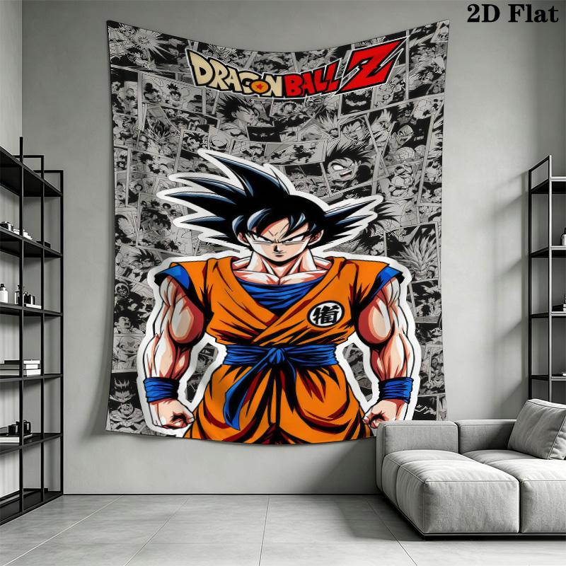 Cartoon Son Goku Wall Tapestry Aesthetic Wall Hanging Printed Fabric Blanket Decorative Tapestries For Bedroom Living Room Home Decor