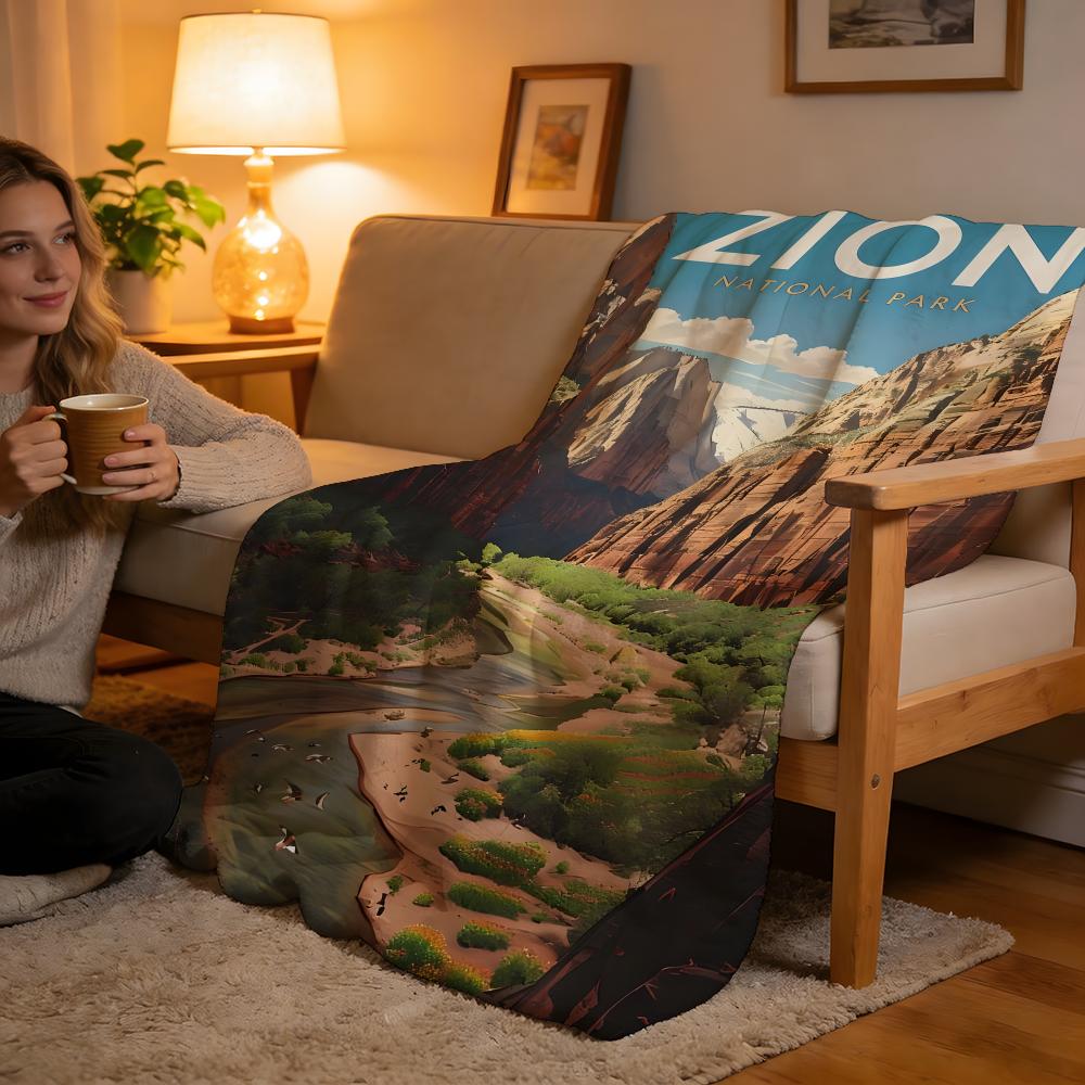 Zion National Park Throw High-Density Short Plush Blanket Soft For Sofa Air-Con Room.