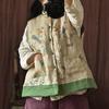 Women Vintage Autumn Vests Button Coats Print Floral Linen Sleeveless Linen Warm Pockets Women Vests