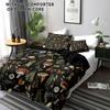 Green Leaf Pattern 3Pcs Bedding Set Soft And Breathable Floral Mushroom, Snail - Includes Quilt Cover And Pillowcases No Filling