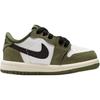 Jordan Детские кроссовки Air Jordan 1, нескользящие, износостойкие, низкие, для малышей, белые с зеленым, для младенцев и малышей, HQ6997-200