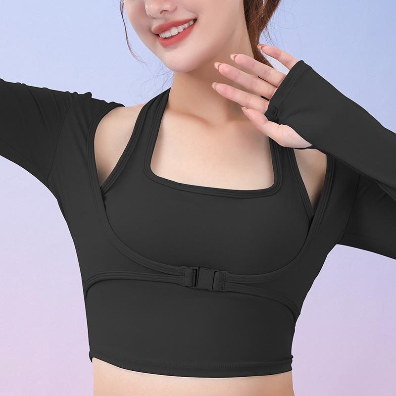 Женские бесшовные топы для йоги с длинными рукавами, рубашки для фитнеса, однотонные футболки, рубашки для спортзала, быстросохнущие спортивные топы