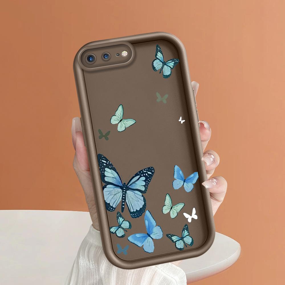 Модный синий чехол-бабочка для iPhone Samsung Galaxy Xiaomi Redmi POCO HUAWEI Honor противоударный резиновый мягкий гибкий чехол