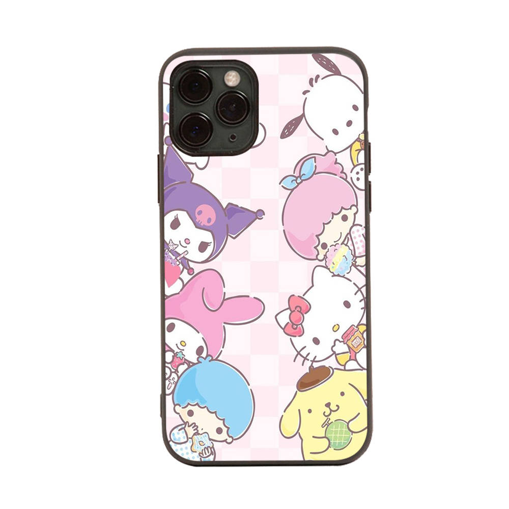 Чехол HK15 Hello Kitty Friend Black Sofe для iPhone 16 15 Plus 14 13 Pro 8 SE XR XS Max P30 Nova 5T Y5P Y6 Y7 Y8P Y9 Realme C30 C33 C31 VIVO Y36 V27