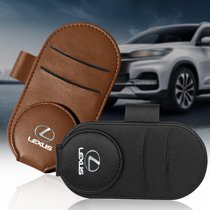 Hot New Leather Car Styling Car Glasses Clip Sun Visor Multi-function Sunglasses Clip For Lexus ES