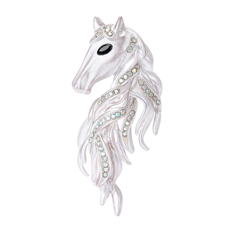 Handcraft Horse Head Brooch Portable Alloy Accessory for Casual Formal Outfits