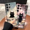 Чехол для телефона Funda для Samsung Galaxy S25 S26 S23 S20 Ultra S24 Plus Note 20 8 9 10 S10 S9 S21 FE Мультяшный Черный Кот
