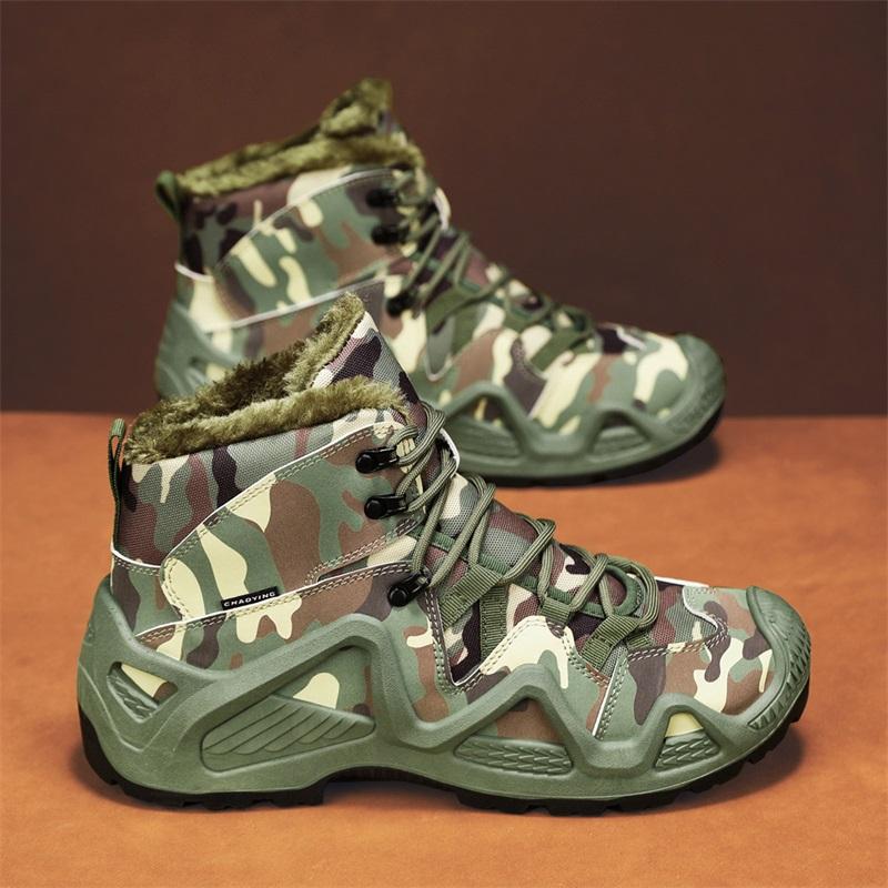 Men's Plus Size Camouflage Fashionable Velvet Warm Outdoor High Top Hiking Shoes Hiking Shoes Outdoor Casual Shoes
