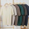 Мужская высококачественная итальянская рубашка-поло из шелка Mulberry — с короткими рукавами, в стиле американского ретро, ребристого трикотажа с отворотом