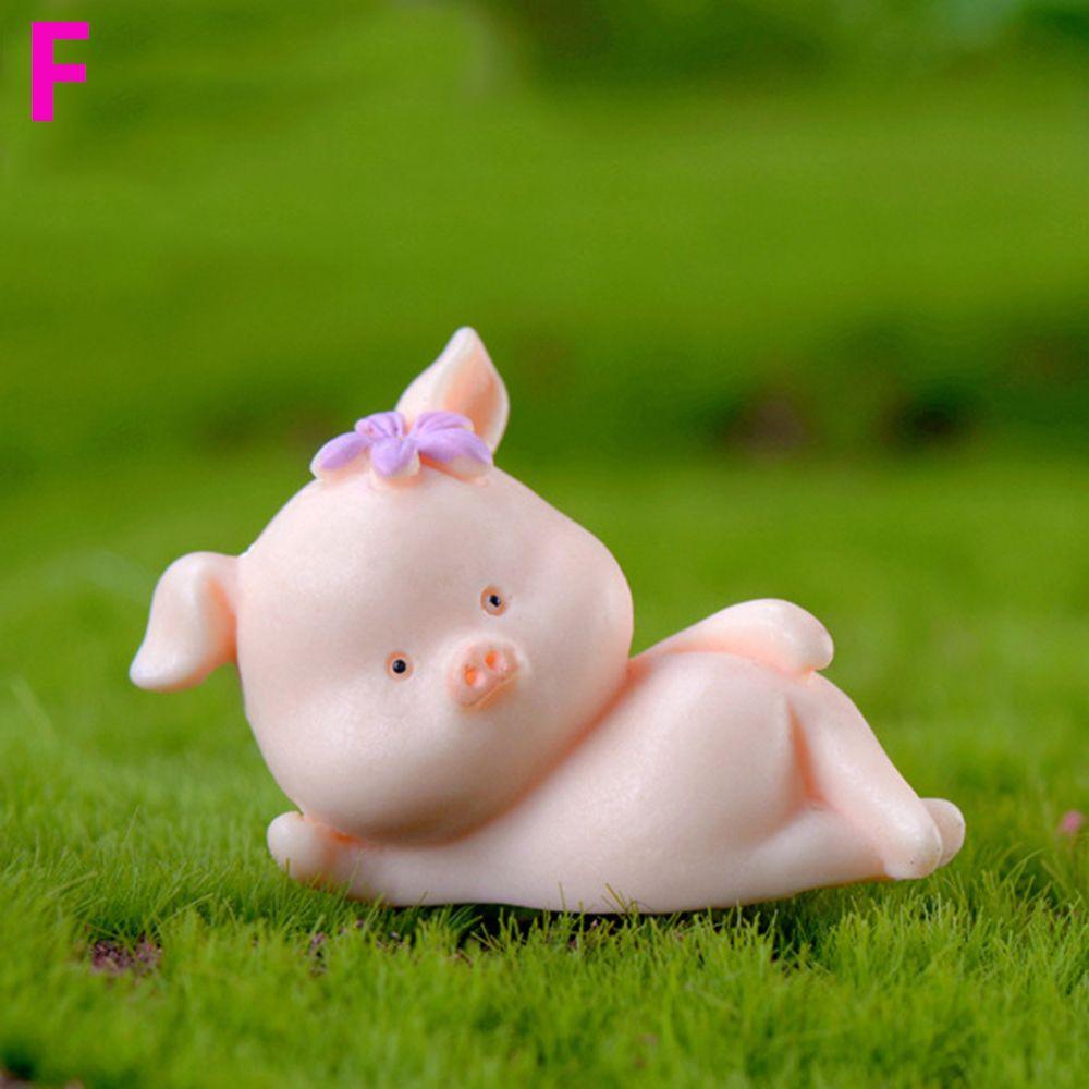 Cute Garden Home Decor Bonsai Decoration Figurine Micro Pig Family Resin Ornaments Miniature Model