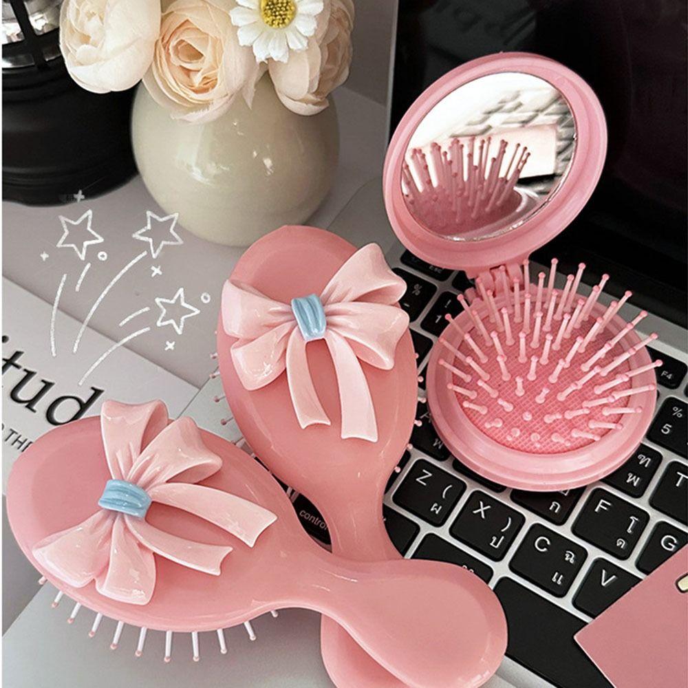 Pink Handle Comb Compact Pocket Hair Brush Mini Massage Comb Women
