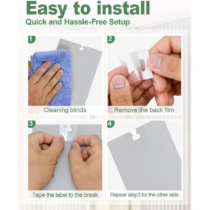 100Pcs Vertical Blinds Replacement Slats Repair Kit – Transparent PVC Tabs with Strong Adhesive – No Tools Needed, Easy Fix for Home, Office,