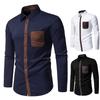 Casual Long-sleeved Shirt Men's Triangular Collar Contrasting Long-sleeved Shirt