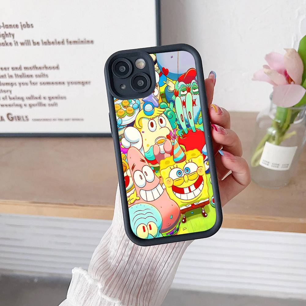 Мультяшный Милый S-Губка Боб Аниме Чехол для Телефона Для IPhone 17 16 15 14 13 12 11 Air Plus Pro Max Мягкая Задняя Крышка