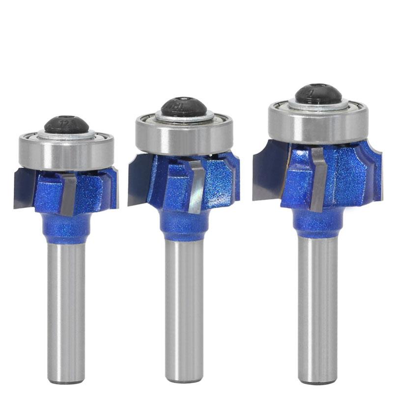 1/3 шт., 8 мм хвостовик, деревообрабатывающий фреза R1 мм R2 мм R3 мм, обрезной нож, триммер для кромок, 4 зубца, фреза по дереву