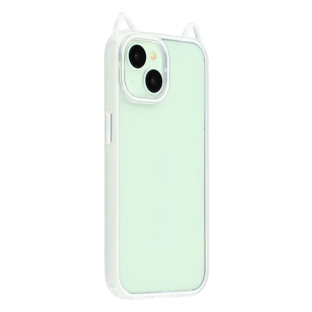 For iPhone 13 Case Cat Ear Design TPU+Acrylic Clear Phone Back Cover