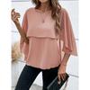 Летние блузки женские топы универсальные с круглым вырезом без рукавов однотонные многослойные рубашки с рукавами-накидками из шифона женские