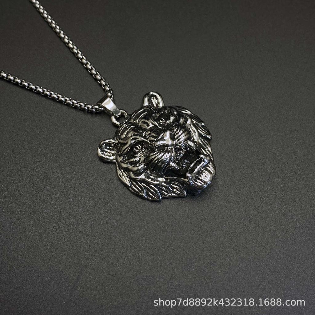 Tiger Head Titanium Steel Necklace Alloy Pendant Trend Brand Hip Hop Retro Sweater Sweater Chain Accessories
