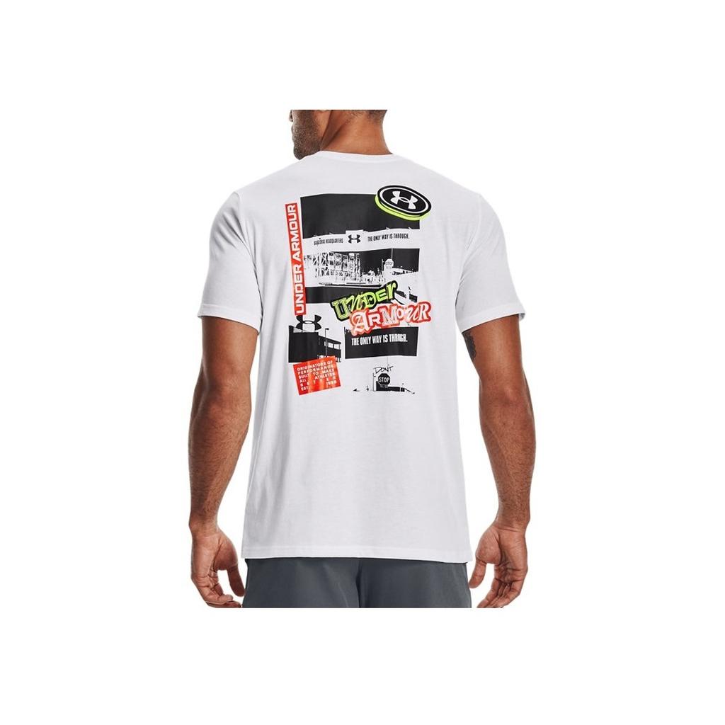 Under Armour Printed Training Loose Comfortable Crew Neck Straight Cut Short Sleeve T-Shirt Men Tops White 1366449-100