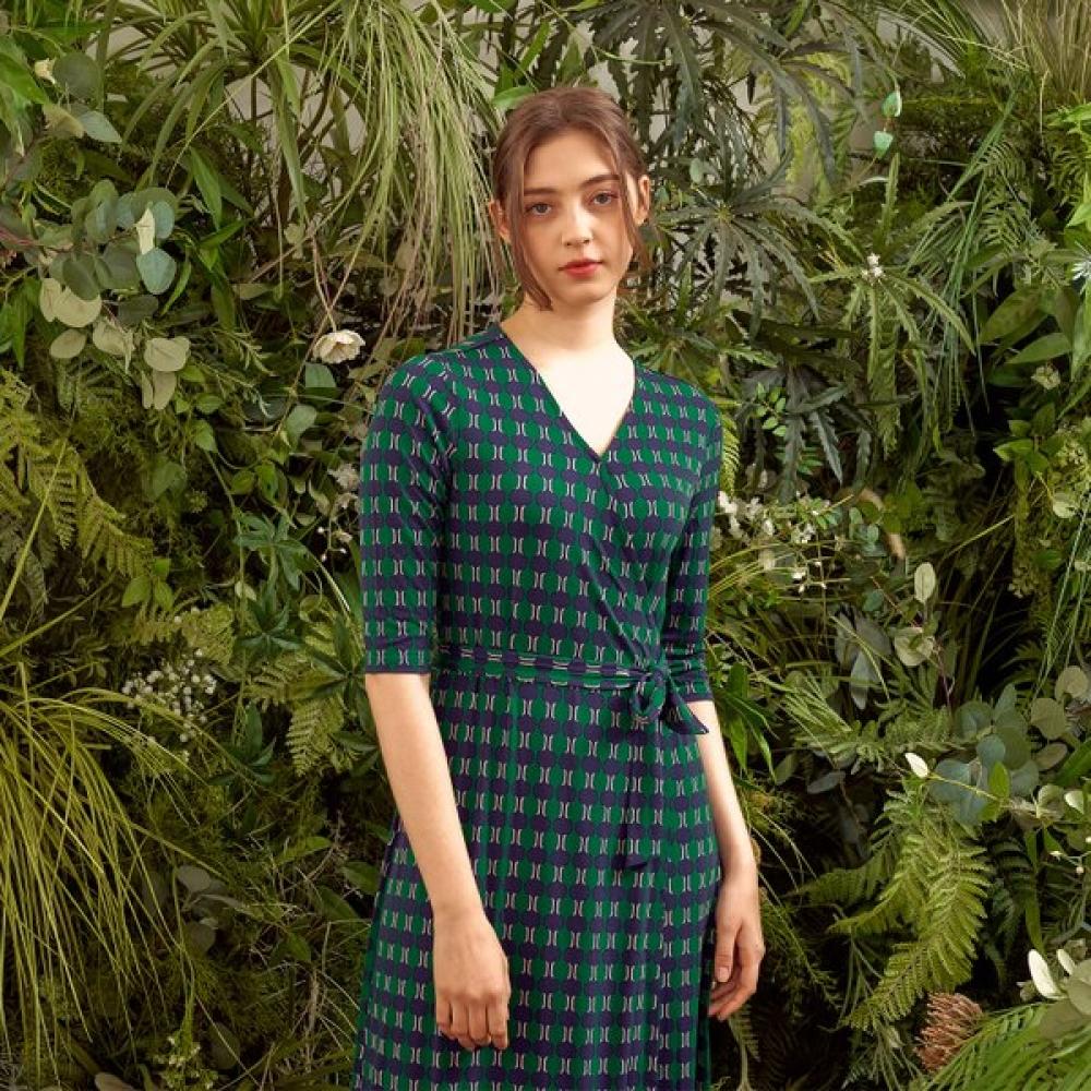 Lipbbam Creora Romona 3 4 Sleeve Long Wrap Dress Ldm10gv101