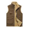 Men's Fleece Multi-pocket Cargo Vest Autumn and Winter New Stand Collar Thickened Outdoor Sports Vest