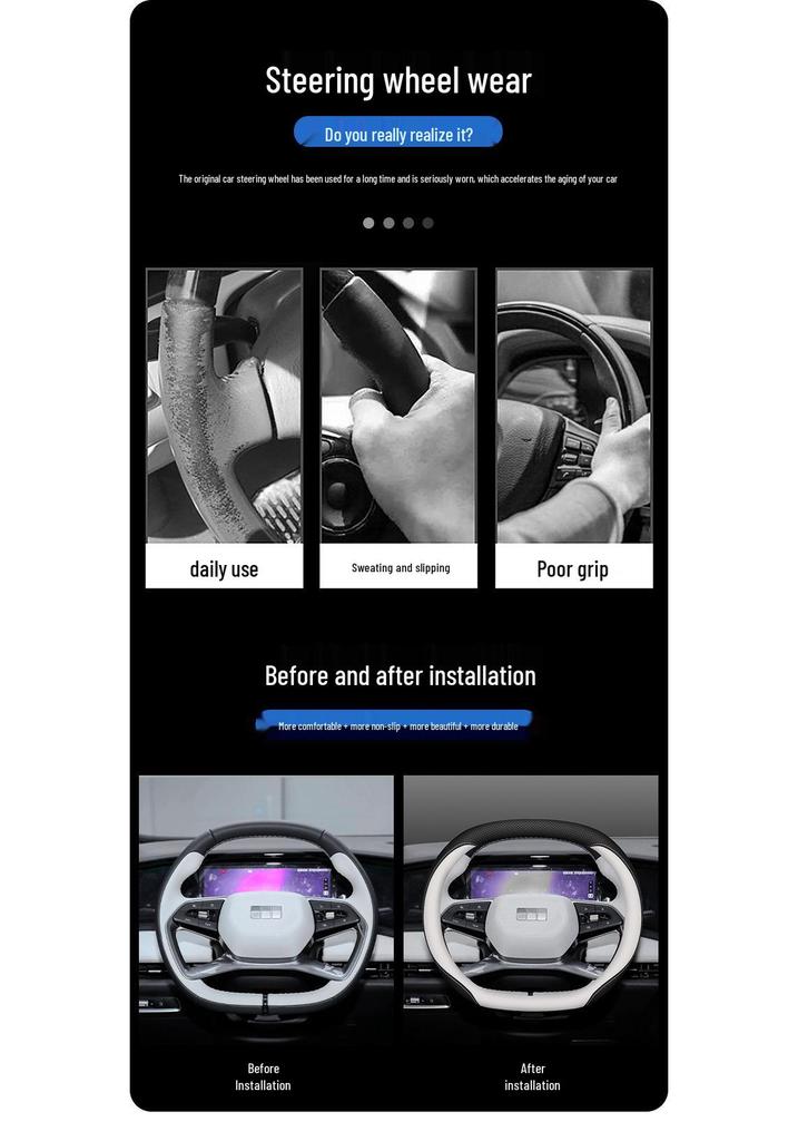 Genuine Leather Non-Slip Steering Wheel Cover for Geely Galaxy L7/L6/E8