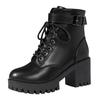 Fashion Winter Women's Boots 2024 New Lace Up Boots for Womens Fashion Thick Heel Side Zipper Ankle Boots Warm Female Motorcycle Shoes