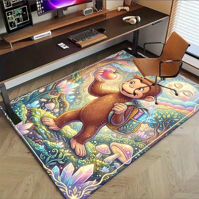 1PC Curious George Non-Slip Floor Carpet Compatible for Office&Living Room&Bedroom&Dining room - Soft & Pattern-G0364