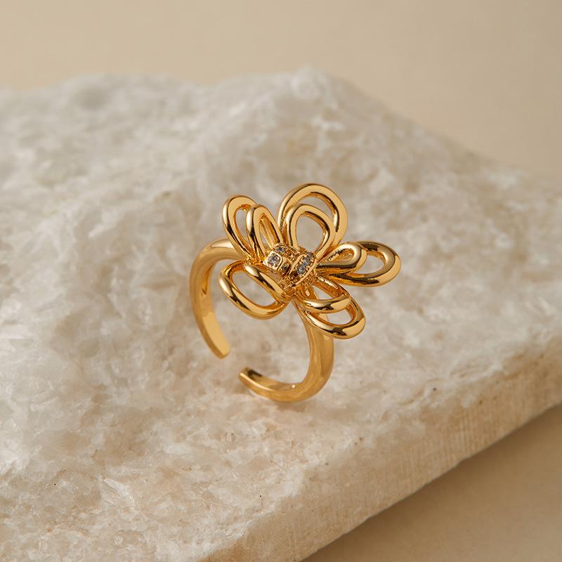 Women S Flower Design Open Ring Fashion Index Finger Ring