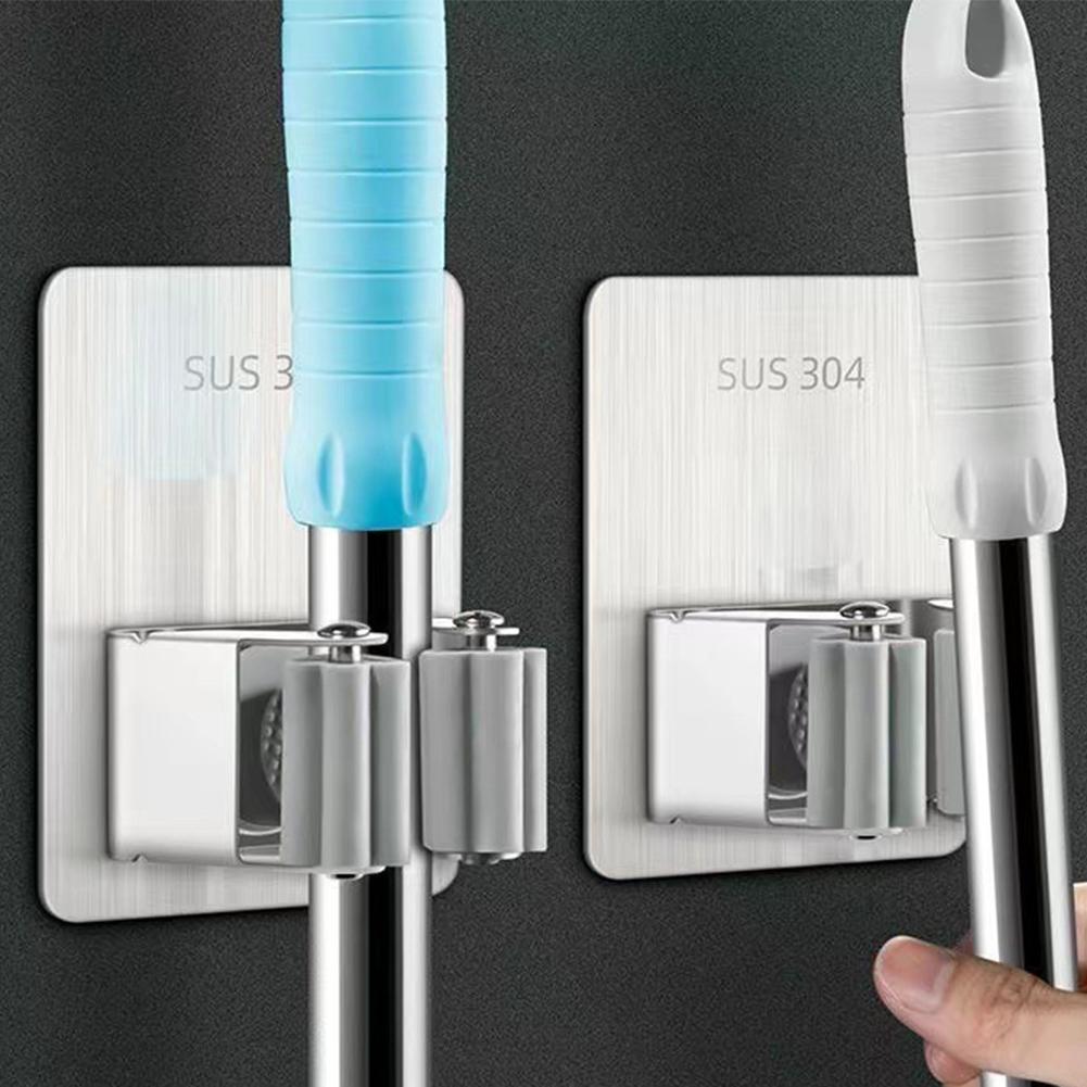 Клейкий настенный зажим Клейкий настенный зажим Кухонный органайзер Подставка для швабры