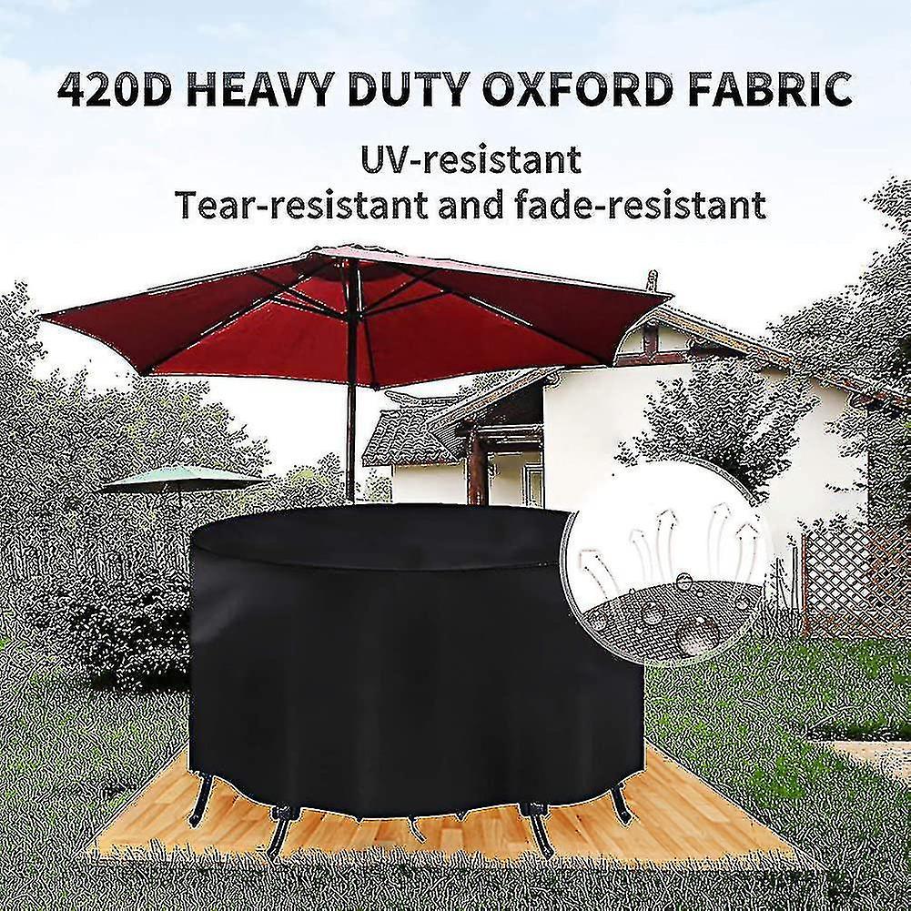 Garden Furniture Cover, Round Garden Furniture Cover, Waterproof, Windproof Gift 185X110cm