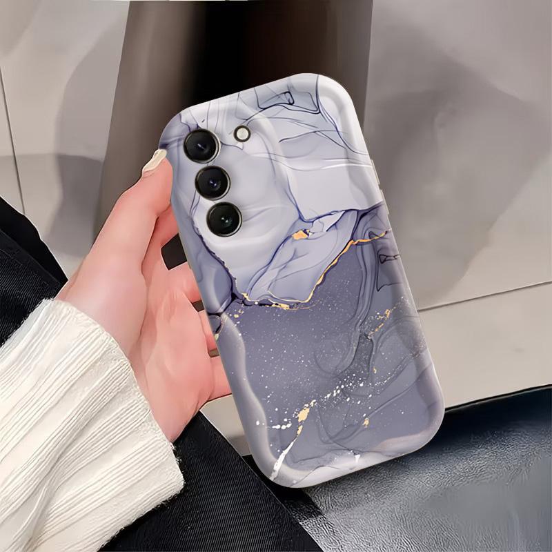 Цветной Мраморный Крем Волнистый Край Чехол Для Телефона Для Samsung Galaxy S26 Ultra S25 S24 S22 S23 Plus FE A56 A55 A37 A36 A27 A26 A16 Чехол