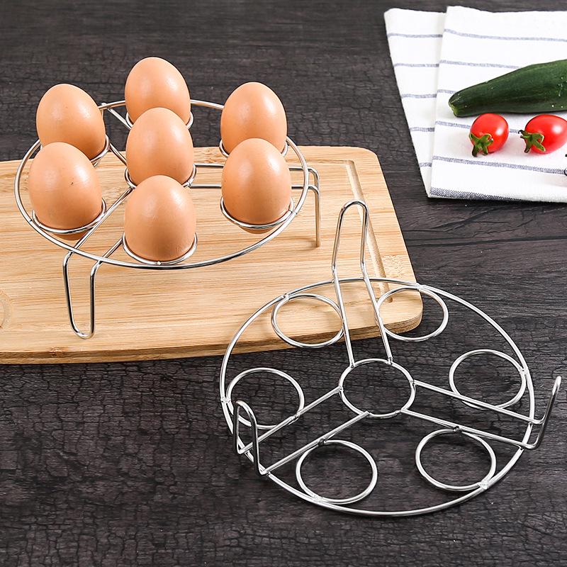 Stainless Steel Steamed Egg Rack Household Three-Legged Kitchen Water-Proof Multi-Function 7 Holes Round Heat Insulation Rack