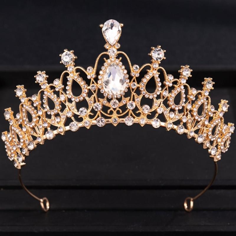 Baroque Vintage Princess Queen Bridal Crown Headwear Crystal Tiara For Women Wedding Crown Hair Dress Accessories Jewelry Crown