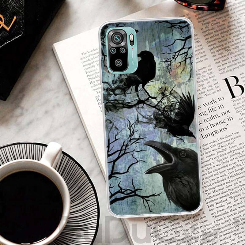 Crow Raven Dark Skull Cover For Xiaomi Redmi Note 14 13 12S 12 11 Pro Plus Phone Case 11S 10S 10 11E 11T 14Pro 13Pro Print Coque