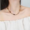 New Chinese Vintage Beaded Necklace for Women's New Instagram, Unique Design, Natural Tiger Eye Stone Collar Chain, Sweater Chain